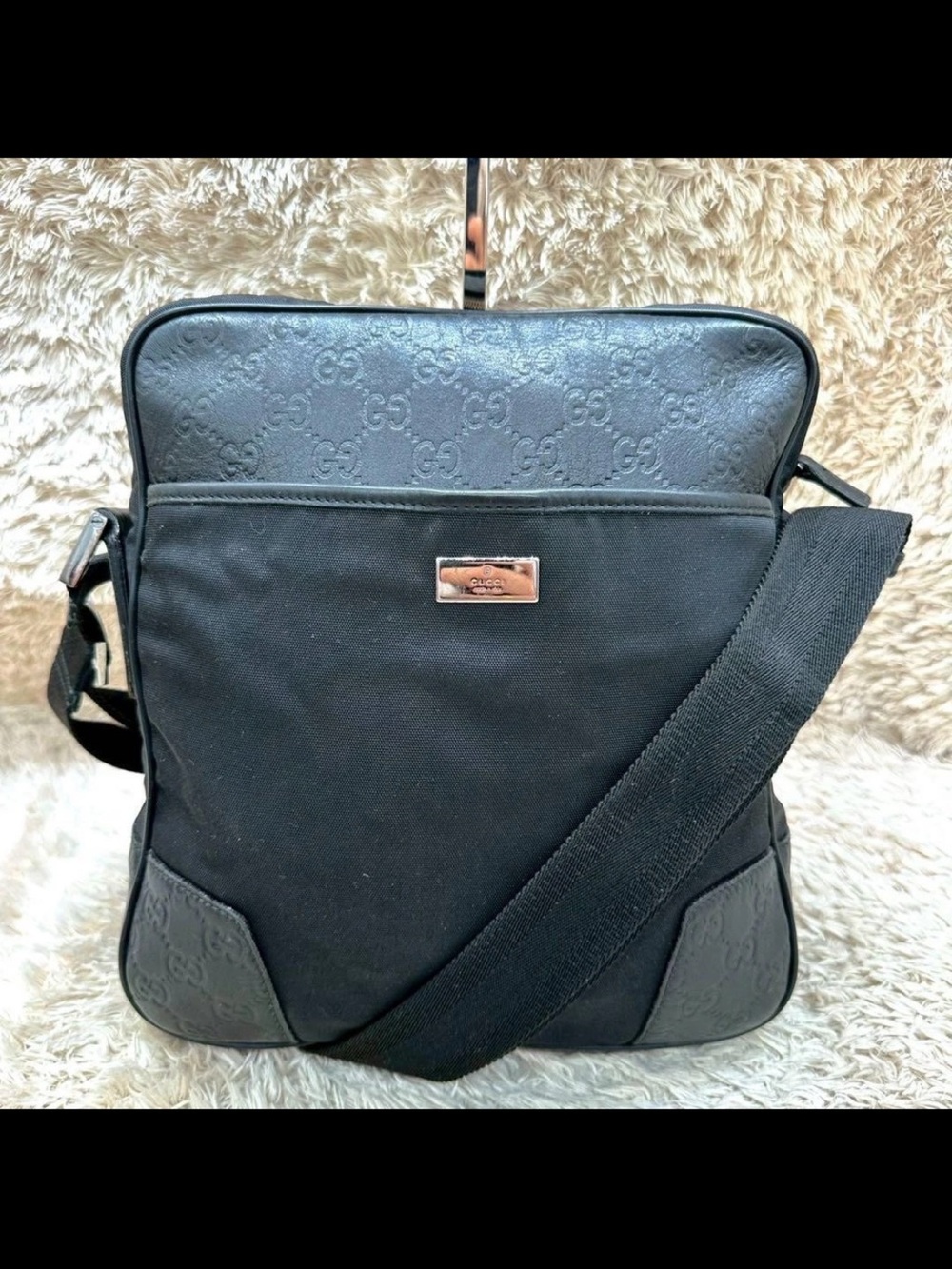 Gucci Black Nylon and Leather Messenger Bag